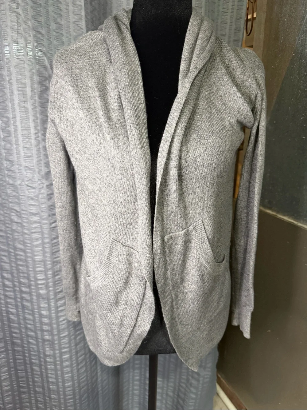 Gray Hooded Open-Front Knit Jacket - Lululemon
